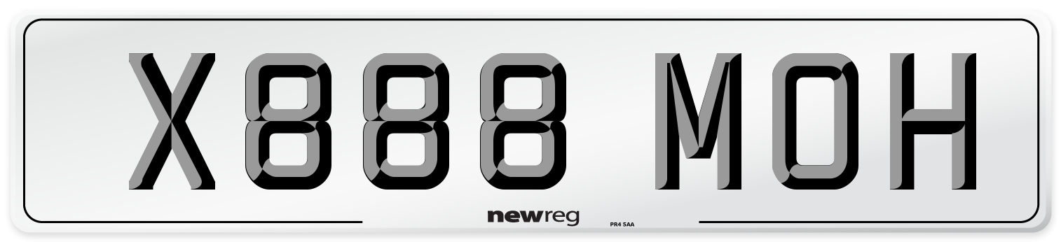 X888 MOH Number Plate from New Reg